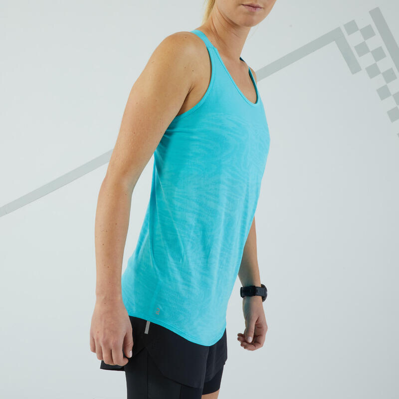 Débardeur running avec brassière intégrée Femme - KIPRUN CARE turquoise