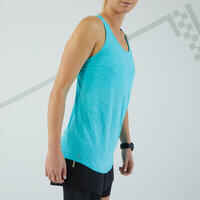 Women's Running Tank Top with Built-in Bra - KIPRUN Run 500 Comfort - turquoise