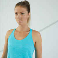 Women's Running Tank Top with Built-in Bra - KIPRUN Run 500 Comfort - turquoise