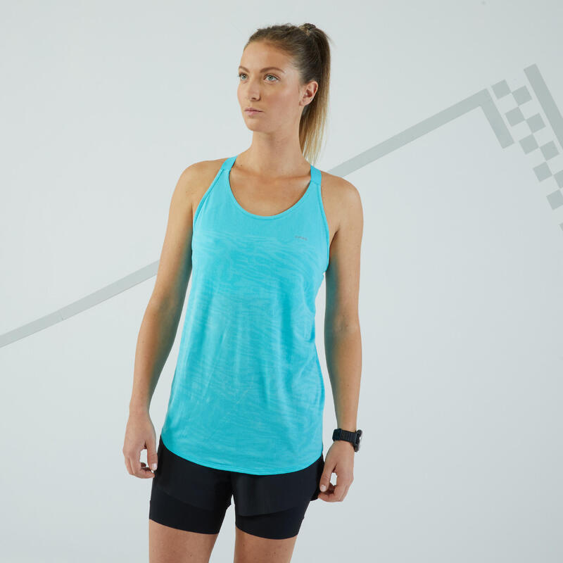 Hardlooptopje voor dames Care ingewerkte beha turquoise