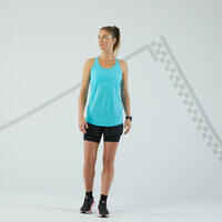 Women's Running Tank Top with Built-in Bra - KIPRUN Run 500 Comfort - turquoise