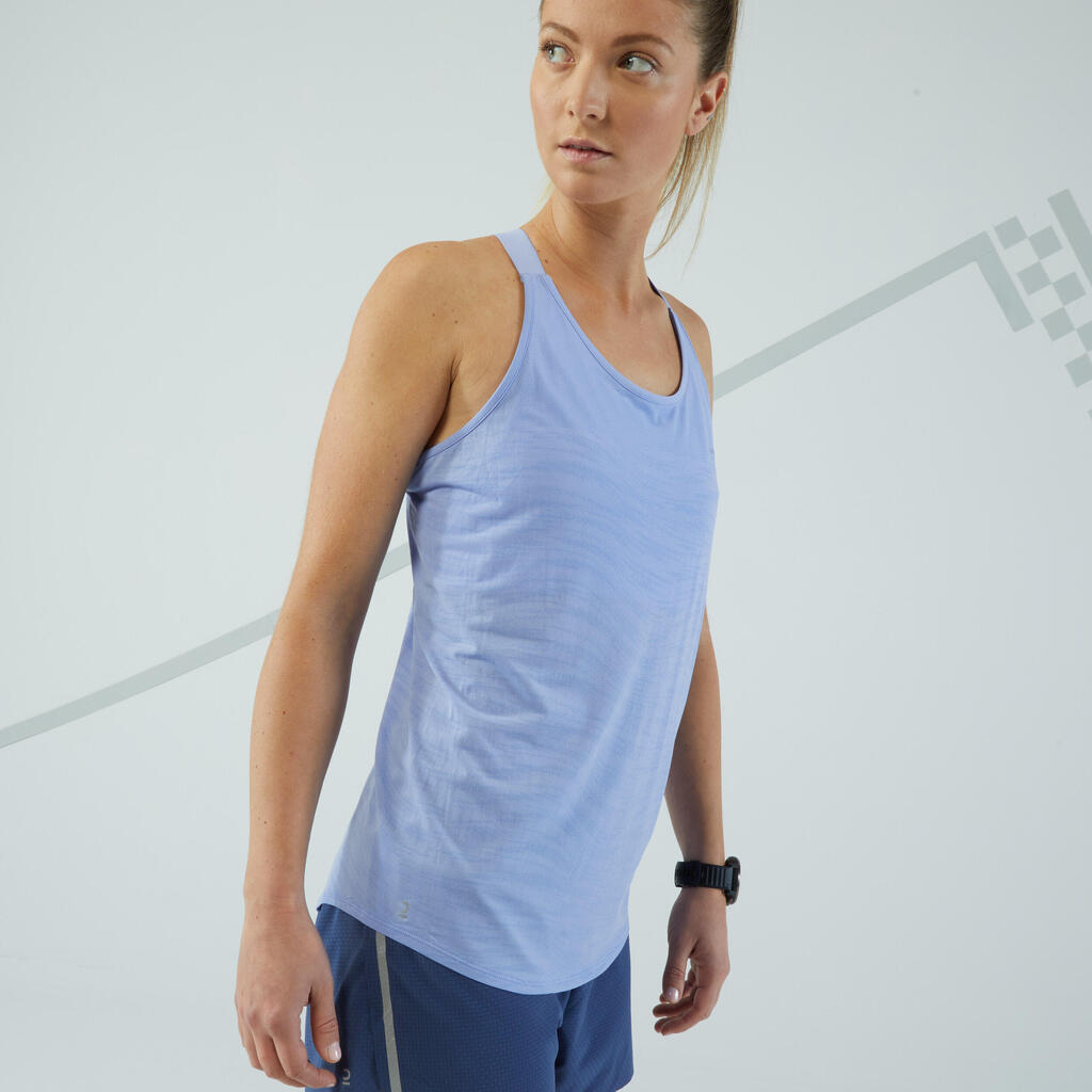 Lauf-Tanktop Damen mit integriertem Bustier - Run 500 Comfort grün