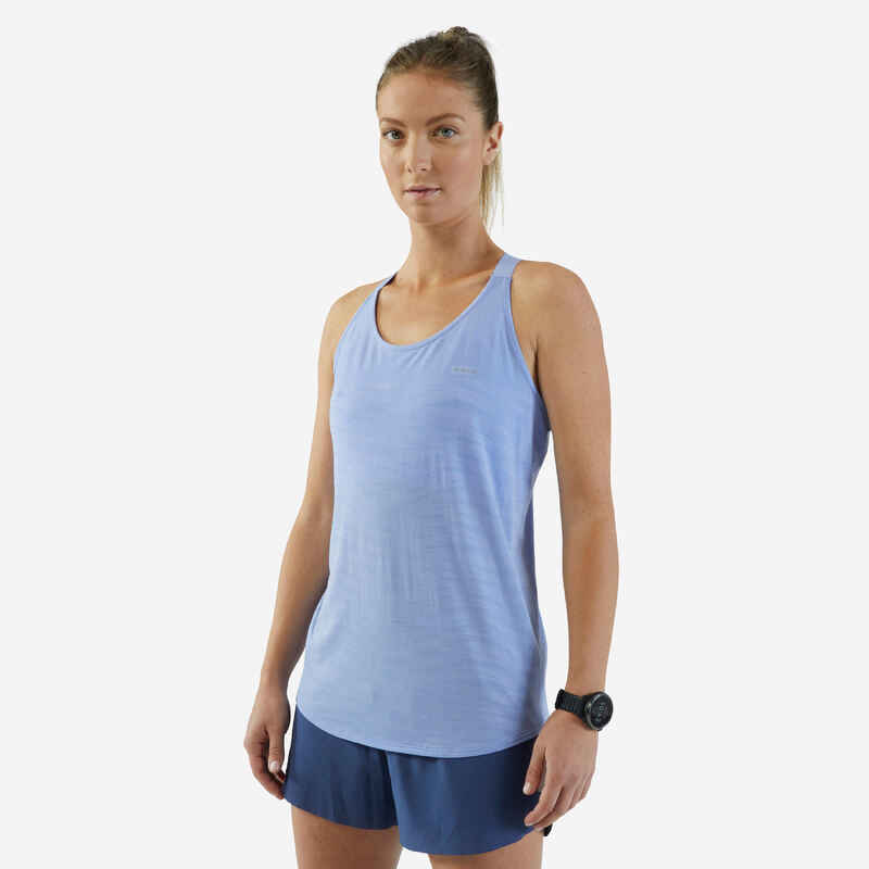 Lauf-Tanktop Damen mit integriertem Bustier - Care lavendelblau
