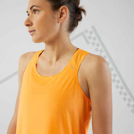 Moteriški bėgimo marškinėliai be rankovių „Kiprun Light“, oranžiniai