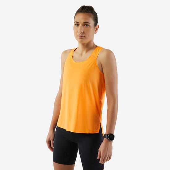 Camiseta sin mangas running ligera Mujer - KIPRUN Run 900 Light naranja
