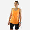 Moteriški bėgimo marškinėliai be rankovių su įsiūta liemenėle „Kiprun Care“, oranžinė