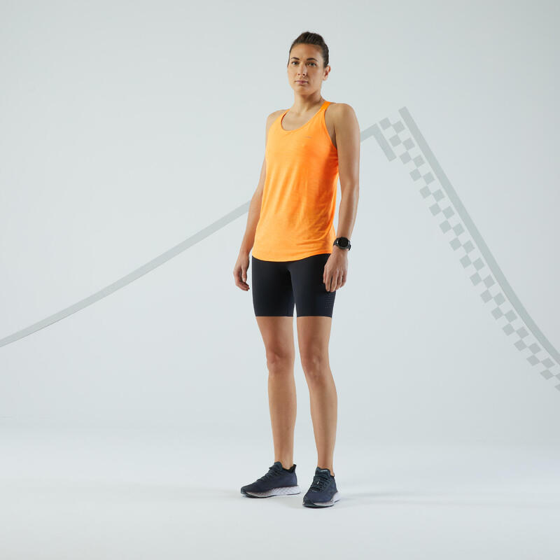 Camiseta sin mangas running sujetador-top integrado Mujer - KIPRUN CARE naranja