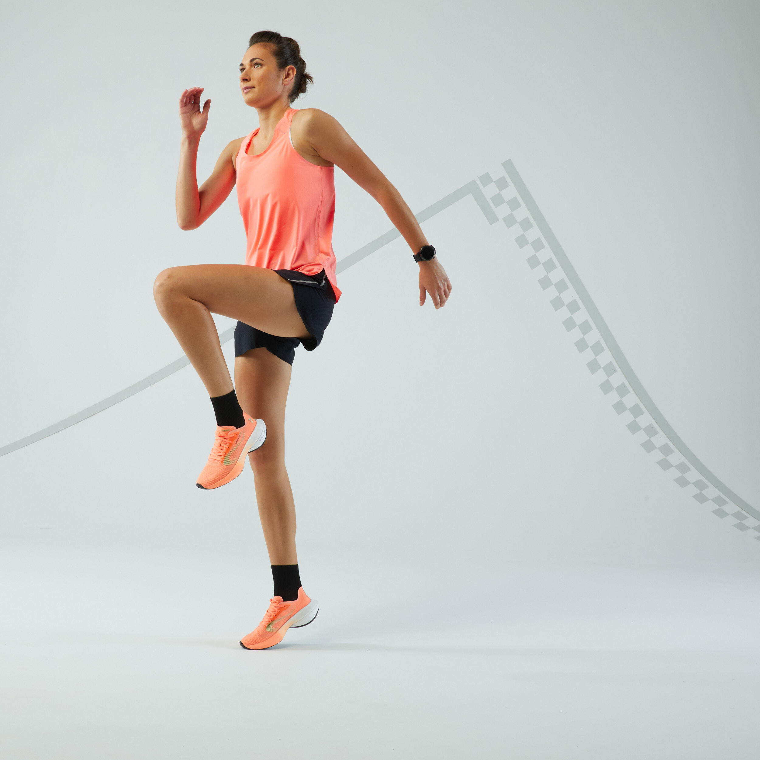 Women's Lightweight Running Tank Top Run 900-coral 7/8