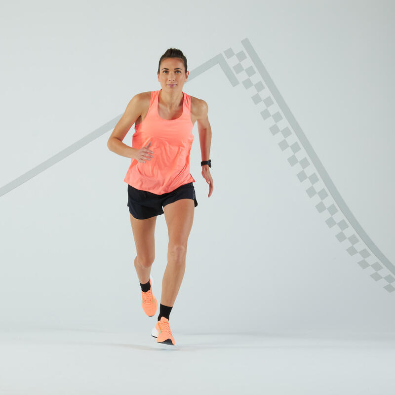 Camiseta sin mangas running Mujer - KIPRUN LIGHT rojo coral