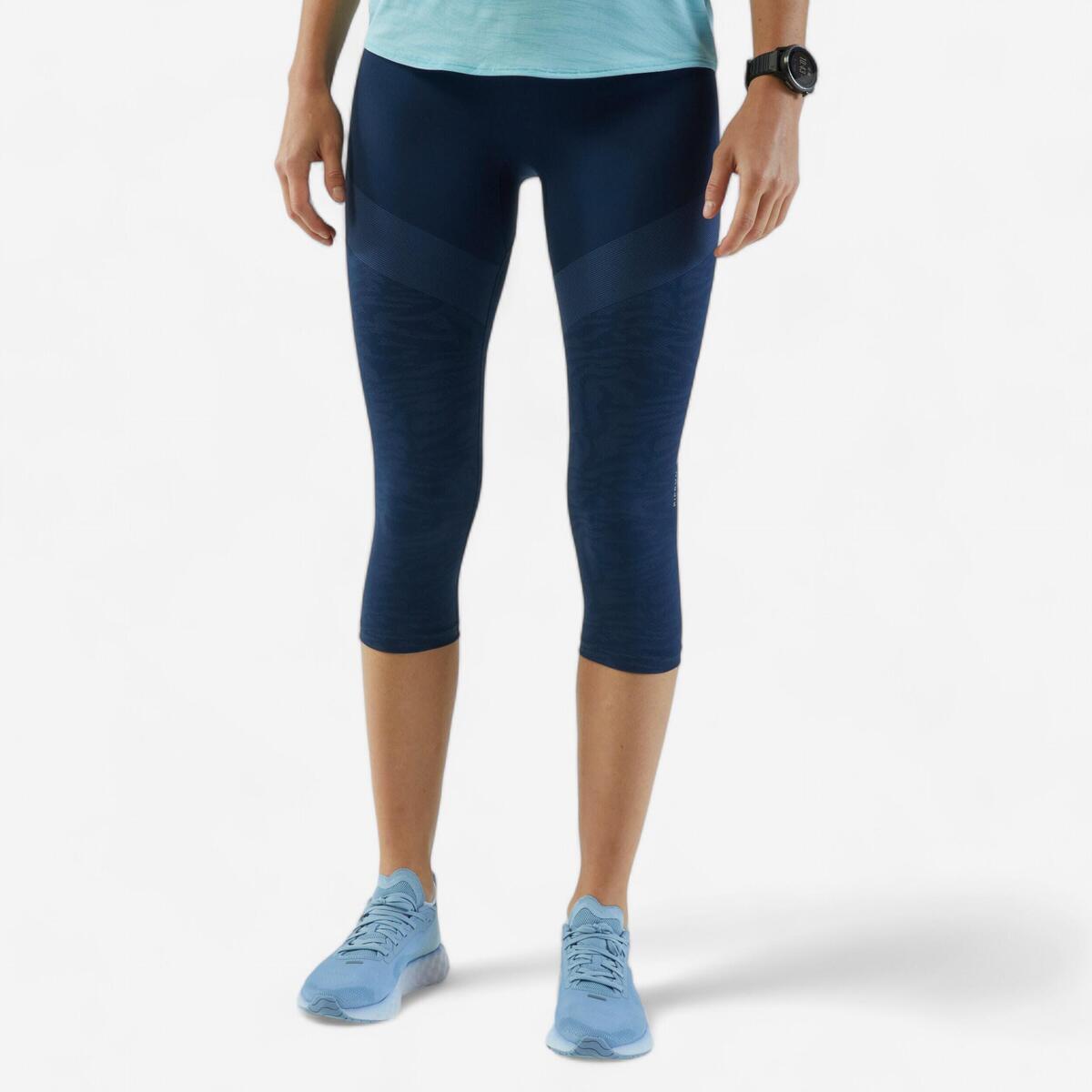 Corsaire running sans couture Femme - KIPRUN CARE bleu foncé
