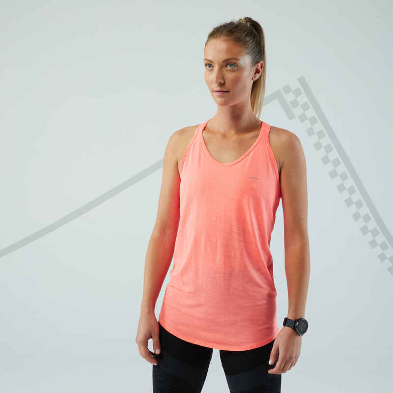 KIPRUN CARE women's running tank top coral Decathlon