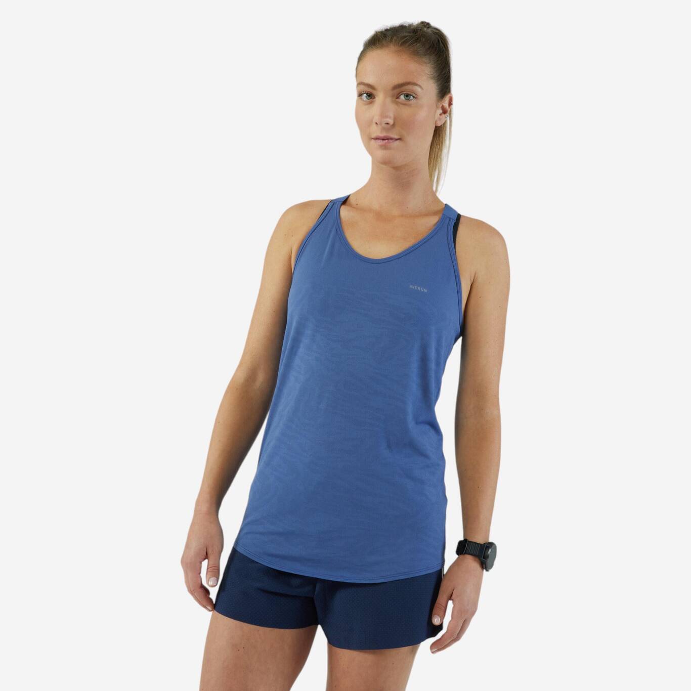 KIPRUN Run 500 women's seamless running tank top - slate blue KIPRUN Run 500 women's seamless running tank top - slate blue