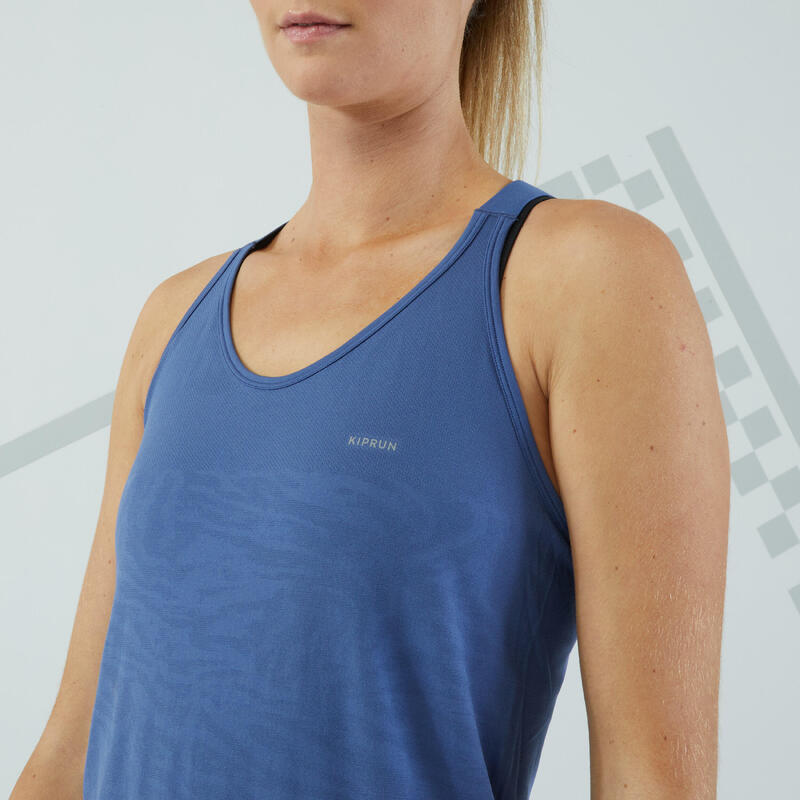 KIPRUN Run 500 women's seamless running tank top - slate blue