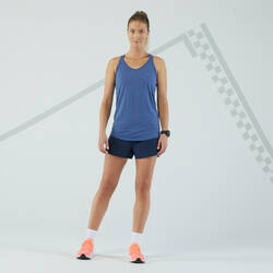 KIPRUN Run 500 women's seamless running tank top - slate blue