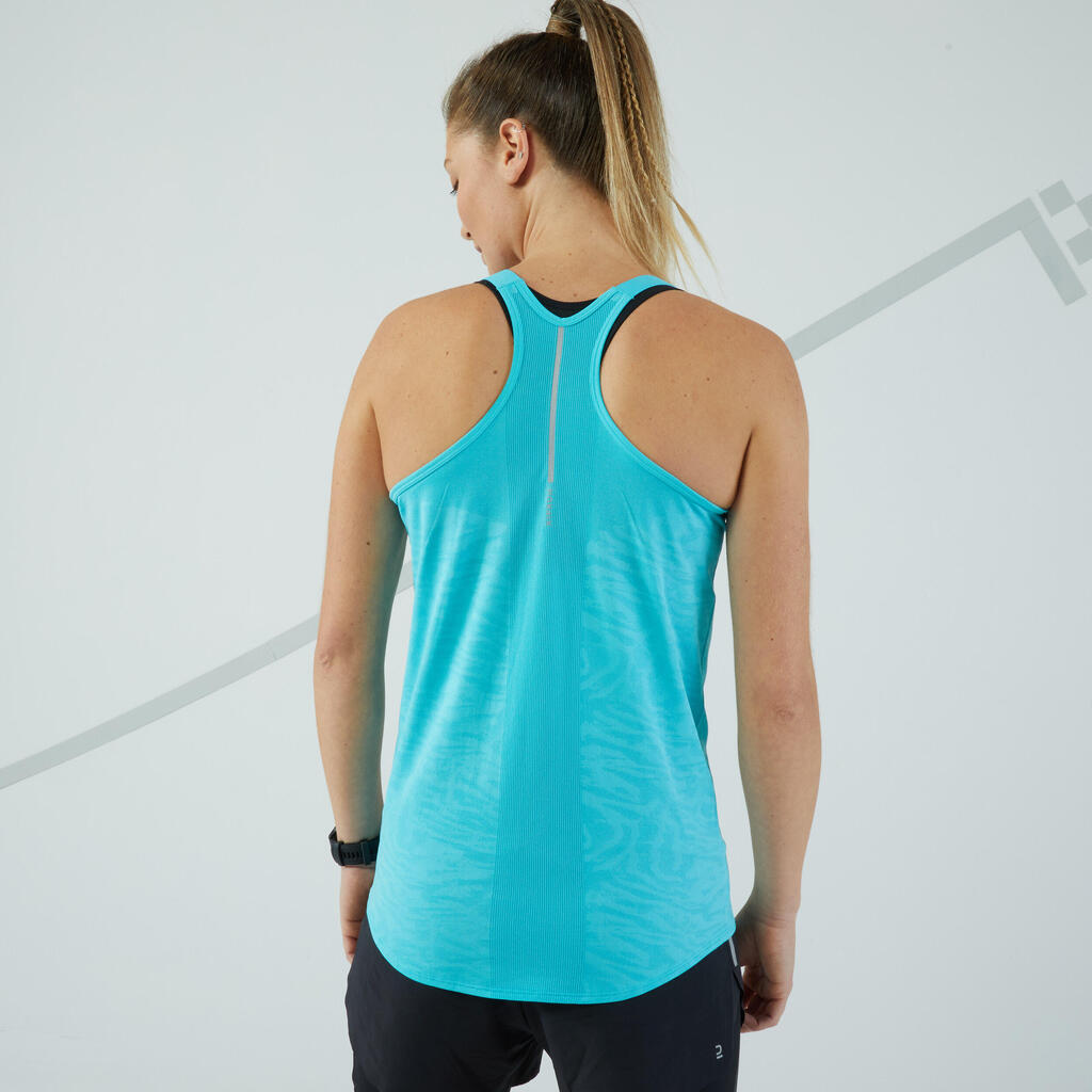 Lauf-Tanktop Damen nahtlos - Run 500 Comfort grün