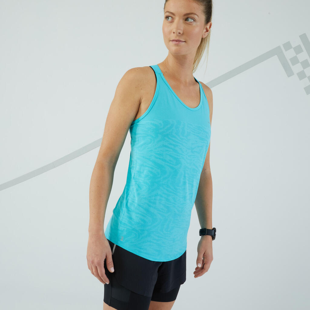 Lauf-Tanktop Damen nahtlos - Run 500 Comfort grün