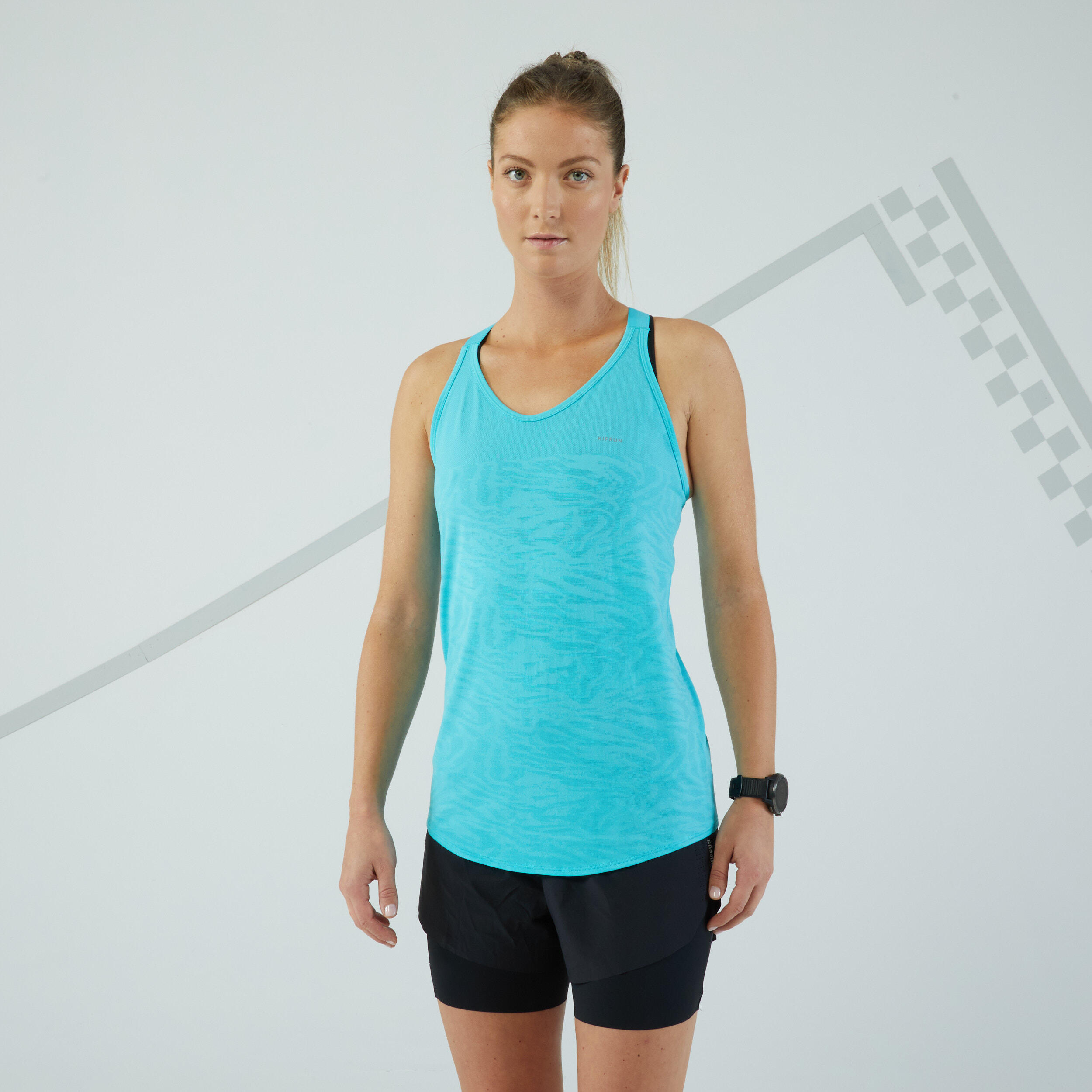 Women's KIPRUN Run 500 Comfort Seamless Running Tank Top - turquoise 1/7