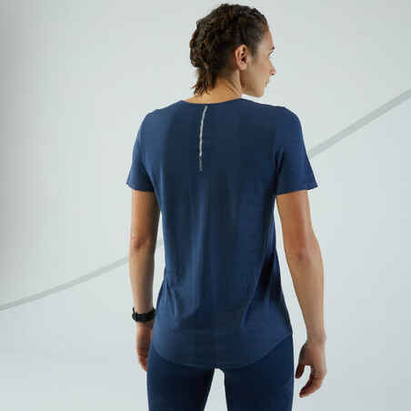 Moteriški besiūliai bėgimo marškinėliai „Kiprun Run 500 Comfort“, pilkai melsvi