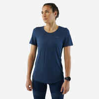 Camiseta Running sin costuras mujer - KIPRUN Run 500 Confort azul pizarra 