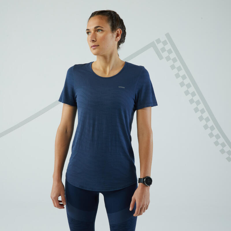 Kadın Koşu Tişörtü - Kayrak Mavisi - Kiprun Run 500 Confort