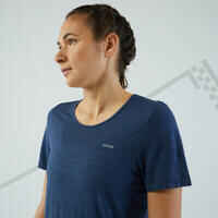 Camiseta Running sin costuras mujer - KIPRUN Run 500 Confort azul pizarra 