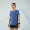 Dámske bežecké bezšvové tričko Kiprun Run 500 Confort modré