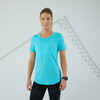 Women's Seamless Running& Trail Running T-Shirt-KIPRUN Run 500 Comfort-turquoise