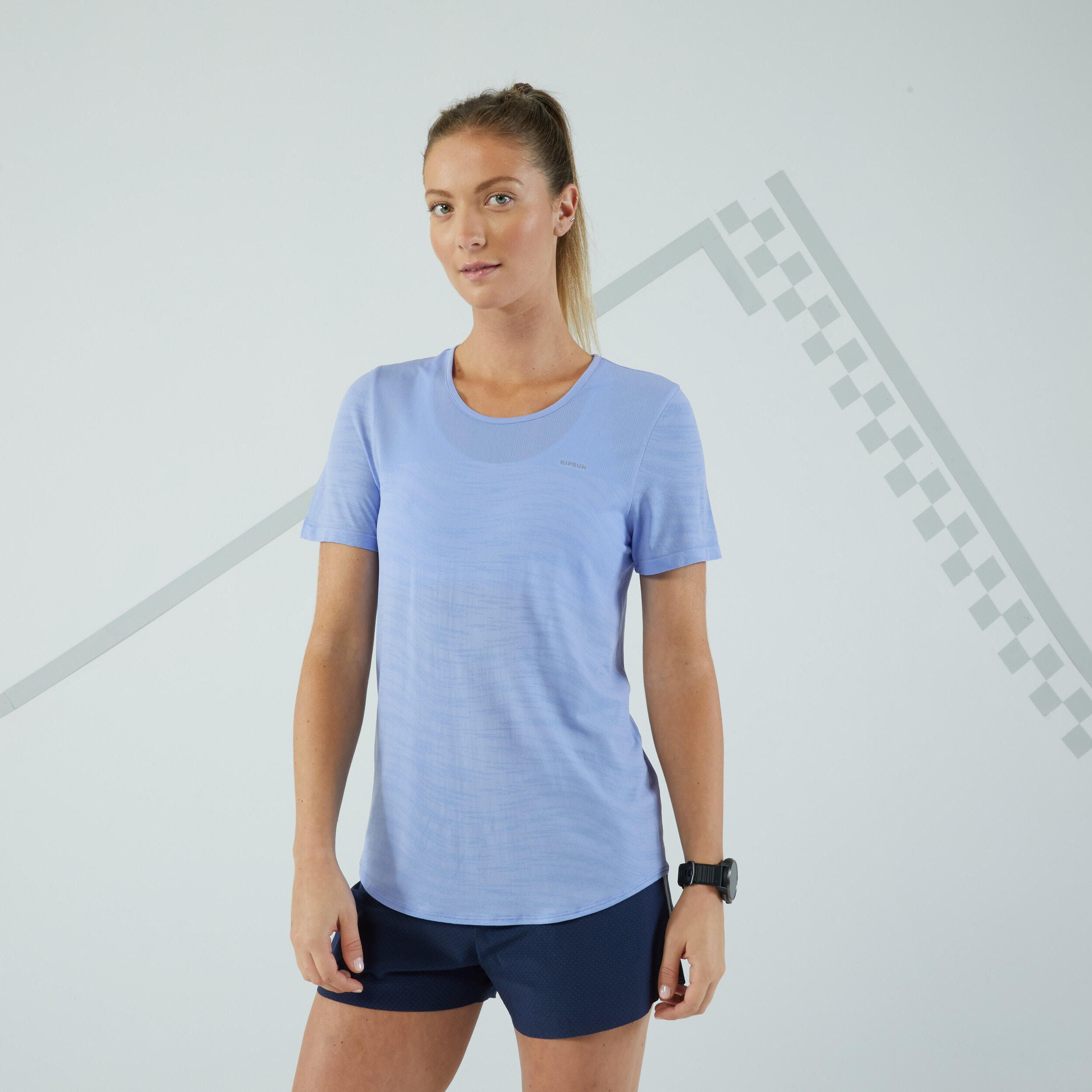 KIPRUN Women's Running & Trail Seamless T-Shirt-KIPRUN Run 500 Comfort-Lavender