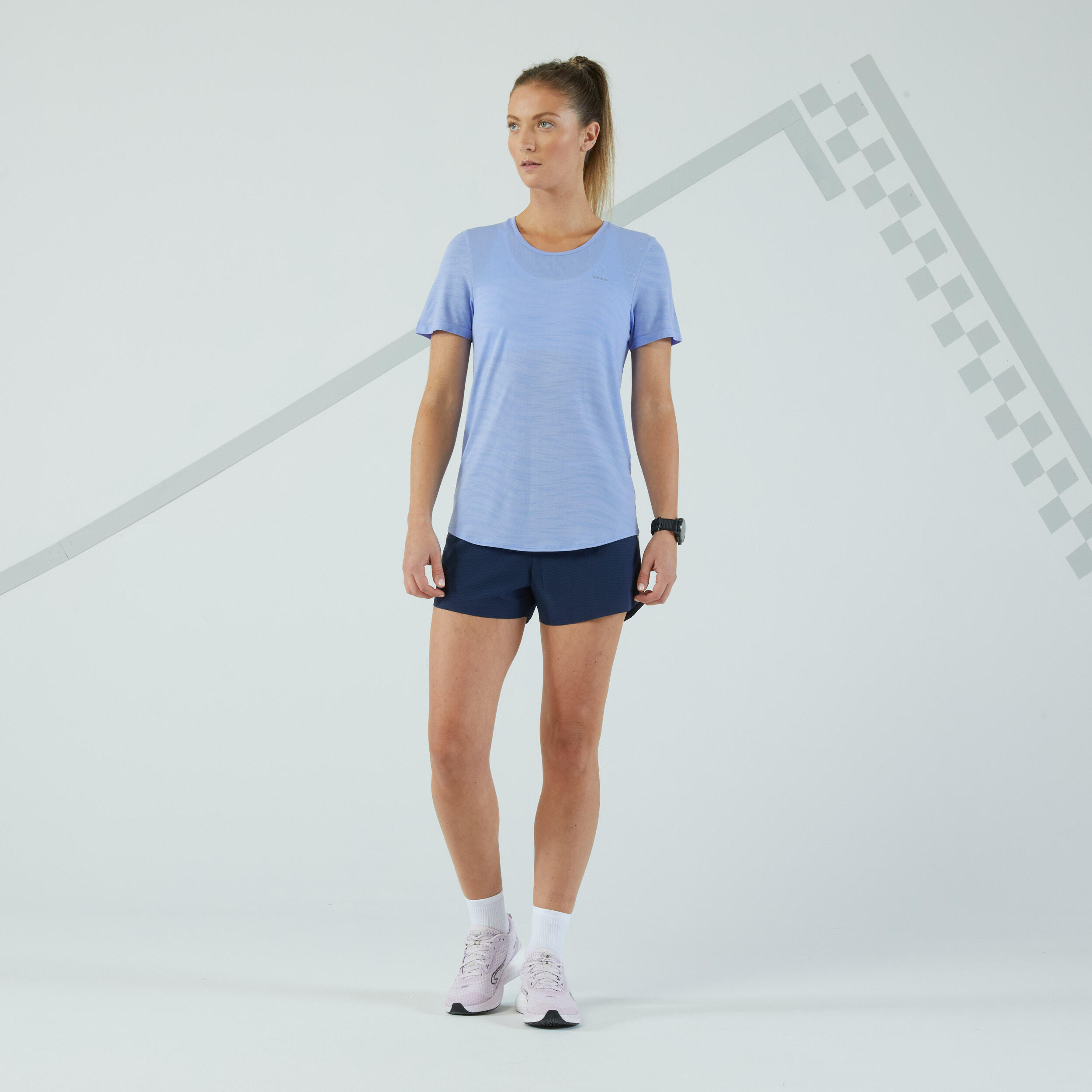 Women's Running & Trail Seamless T-Shirt-KIPRUN Run 500 Comfort-Lavender 6/9