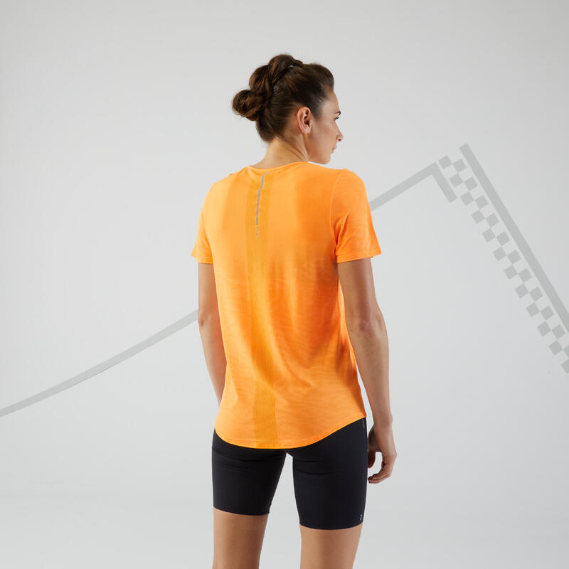 T-shirt running & trail sans couture Femme - KIPRUN Run 500 Confort orange