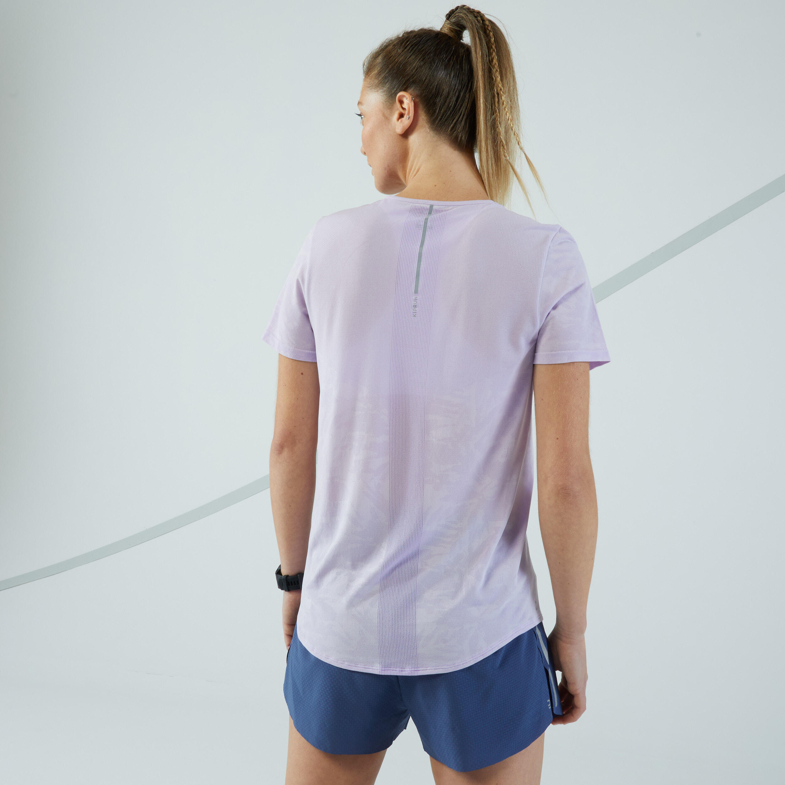 Women's Running & Trail Seamless T-Shirt-KIPRUN Run 500 Comfort-mauve 3/11