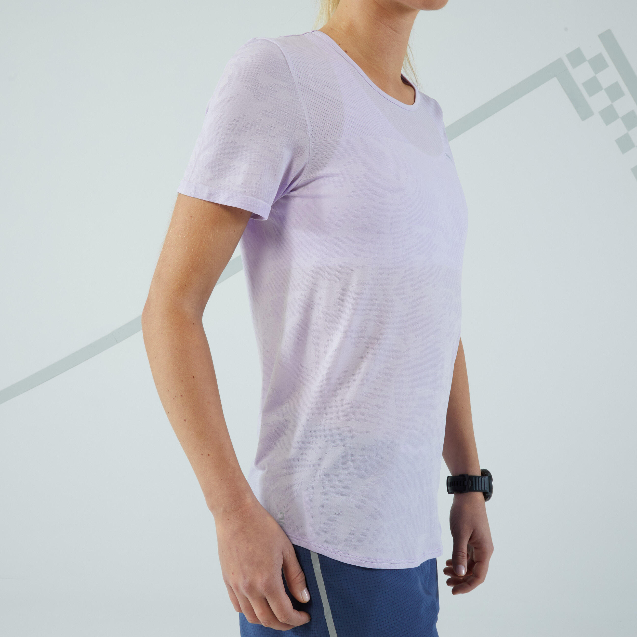 Women's Running & Trail Seamless T-Shirt-KIPRUN Run 500 Comfort-mauve 6/11