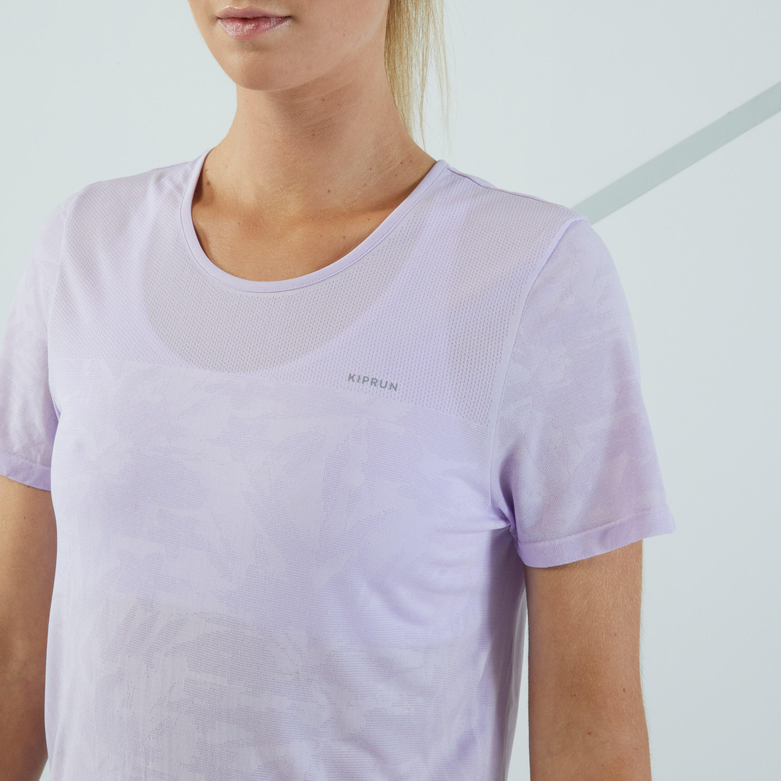 Women's Running & Trail Seamless T-Shirt-KIPRUN Run 500 Comfort-mauve 4/7