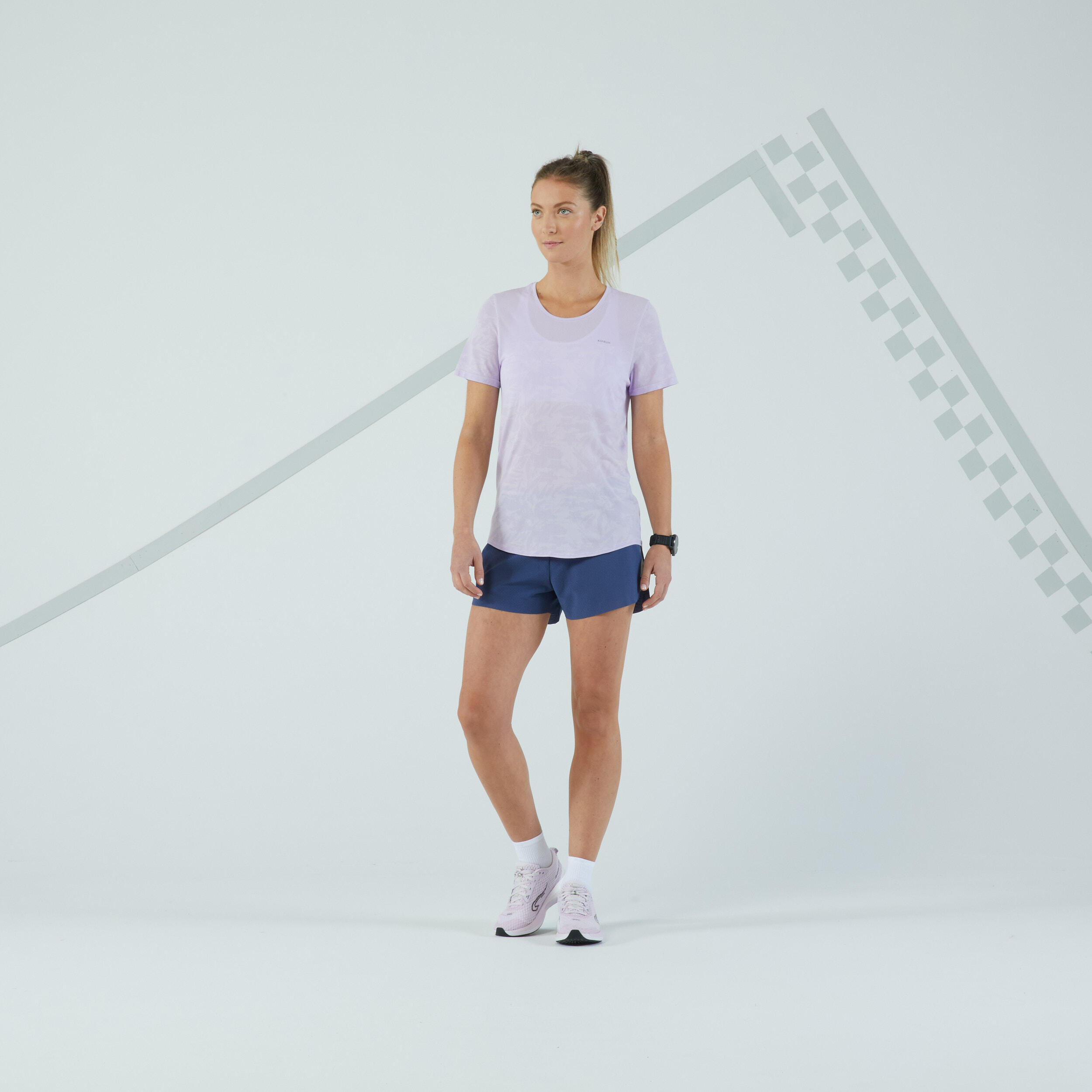 Women's Running & Trail Seamless T-Shirt-KIPRUN Run 500 Comfort-mauve 7/7