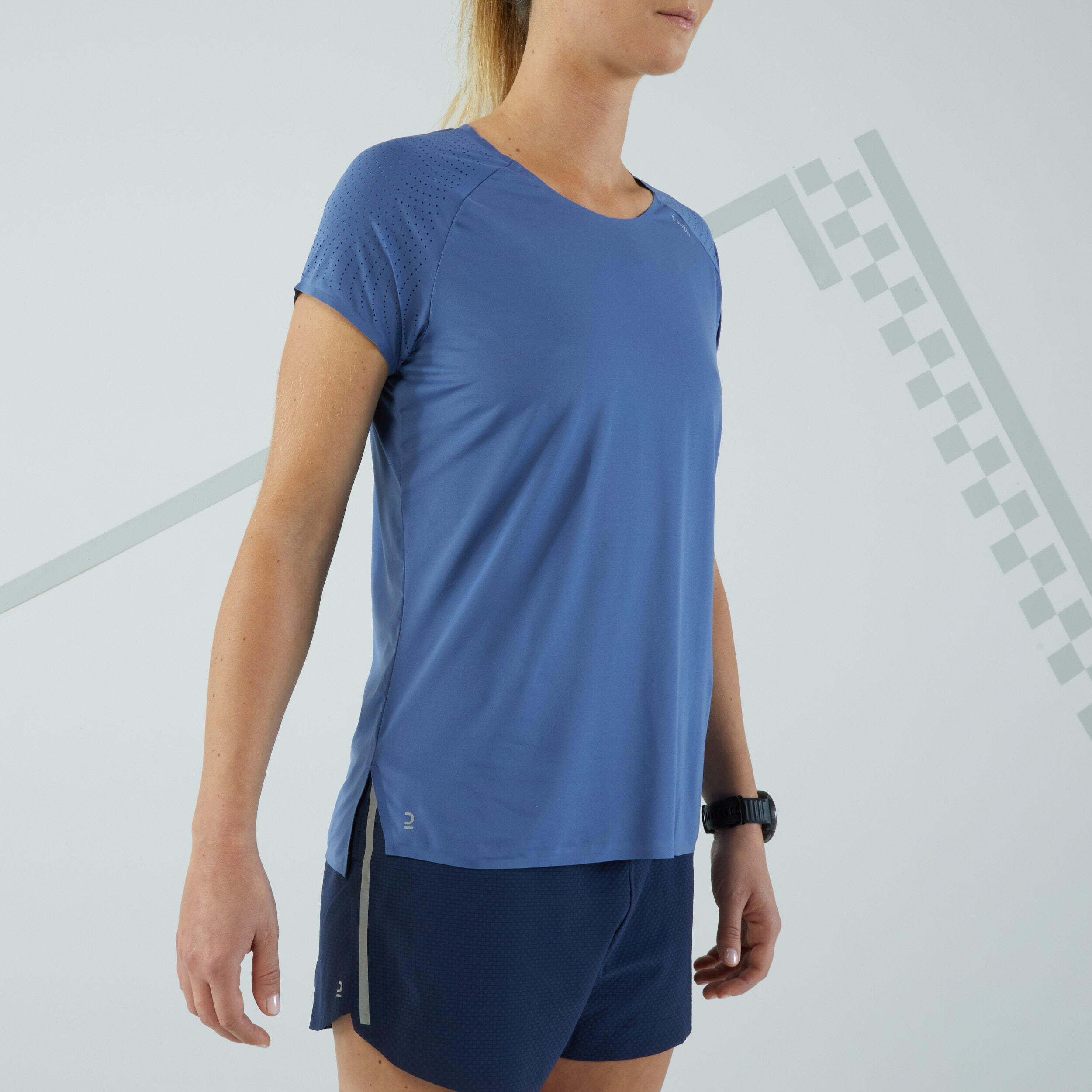 Women's Lightweight KIPRUN Run 900 Light Running T-Shirt - Slate Blue 3/9
