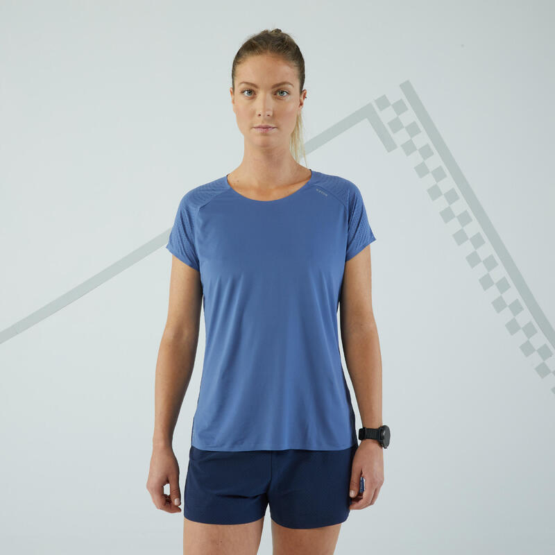 T-shirt running léger Femme - KIPRUN Run 900 Light bleu ardoise