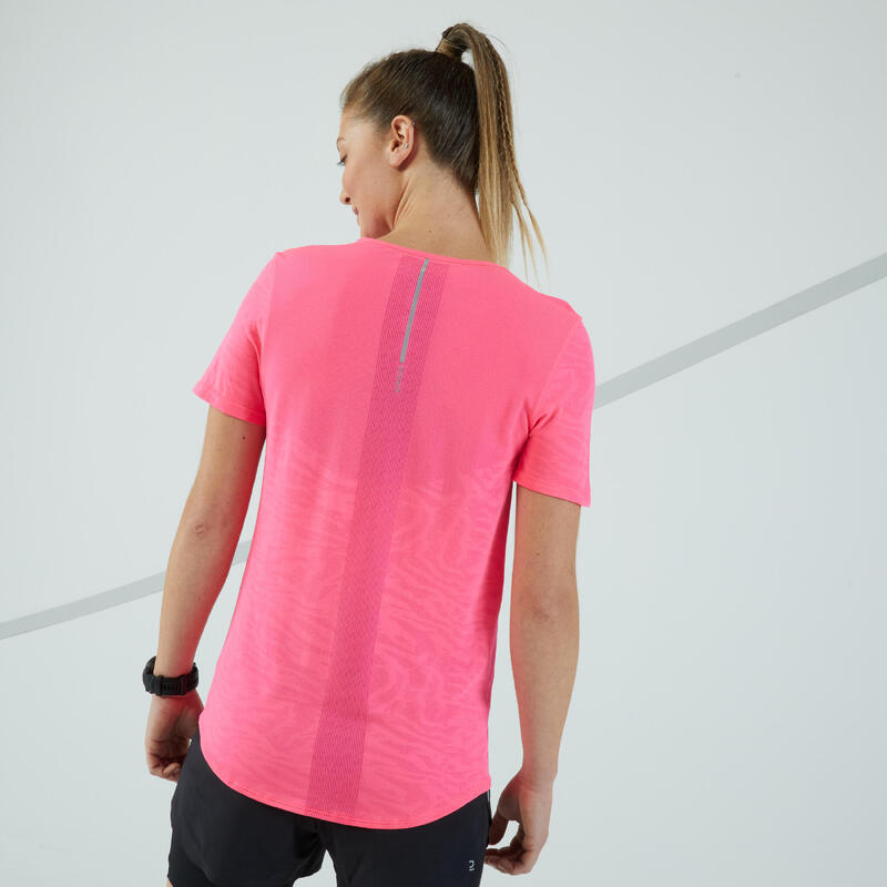 T-shirt running respirant Femme - KIPRUN CARE rose