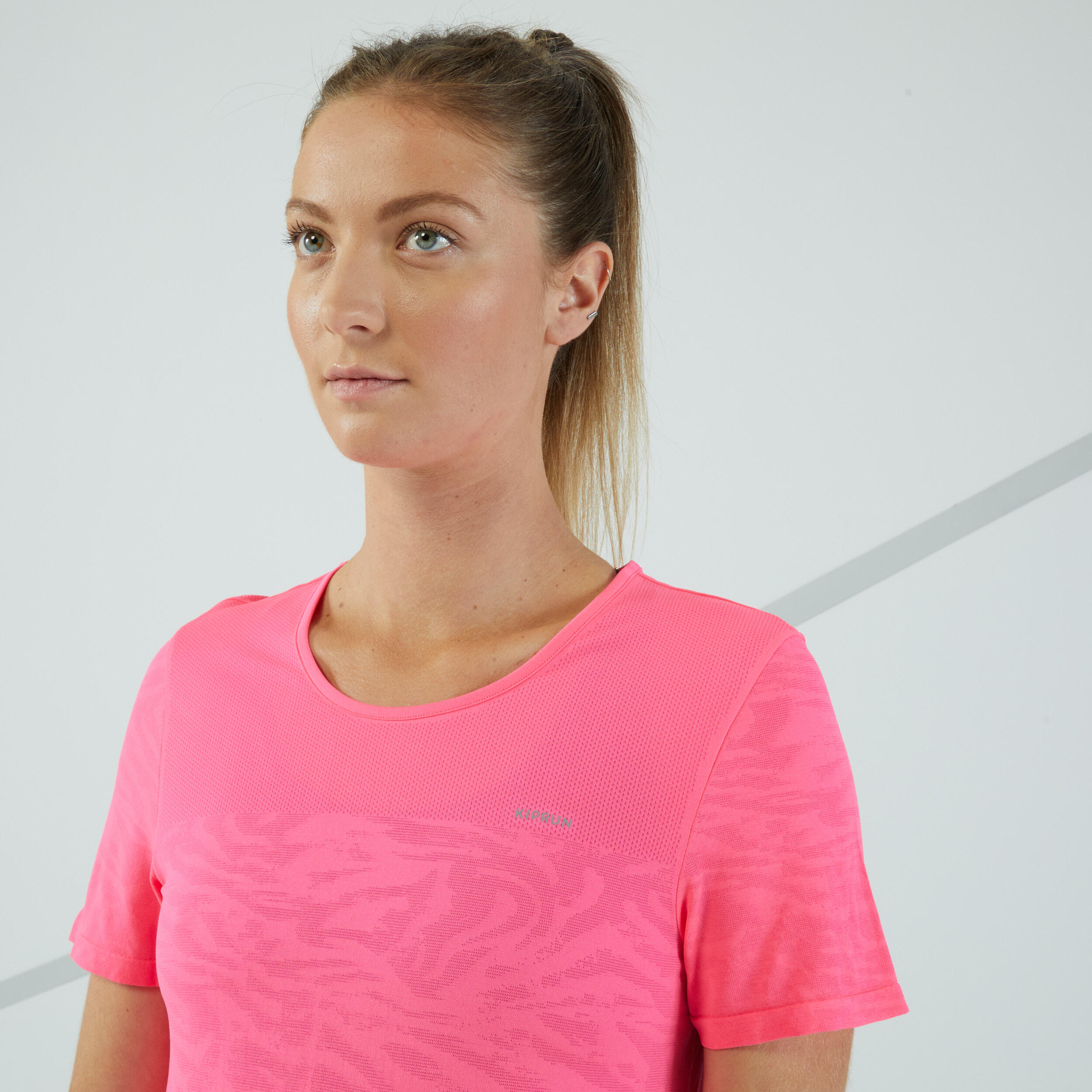 Women's Running & Trail Seamless T-Shirt KIPRUN Run 500 Comfort-pink 4/7