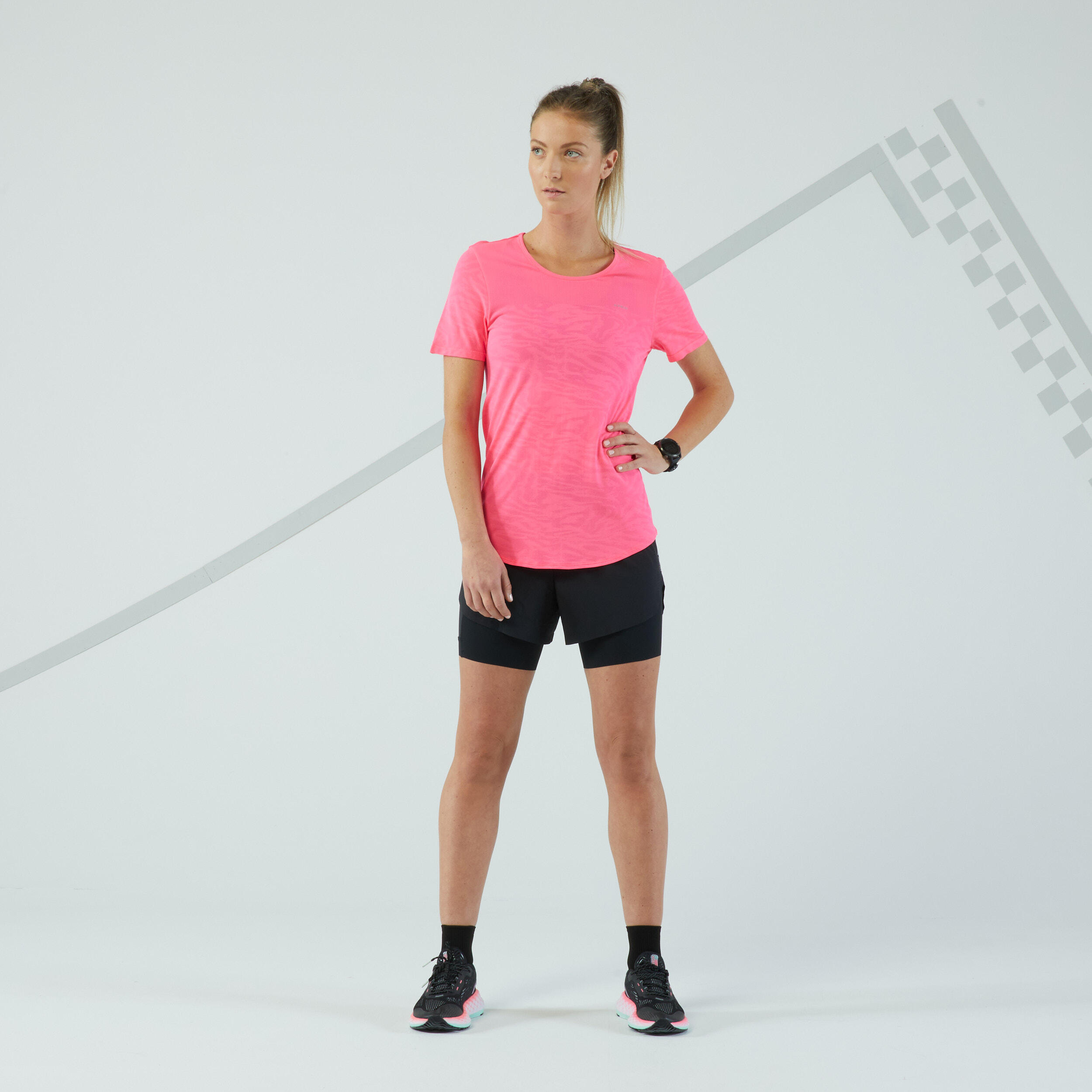 Maglia running e trail donna RUN 500 COMFORT rosa 7/7