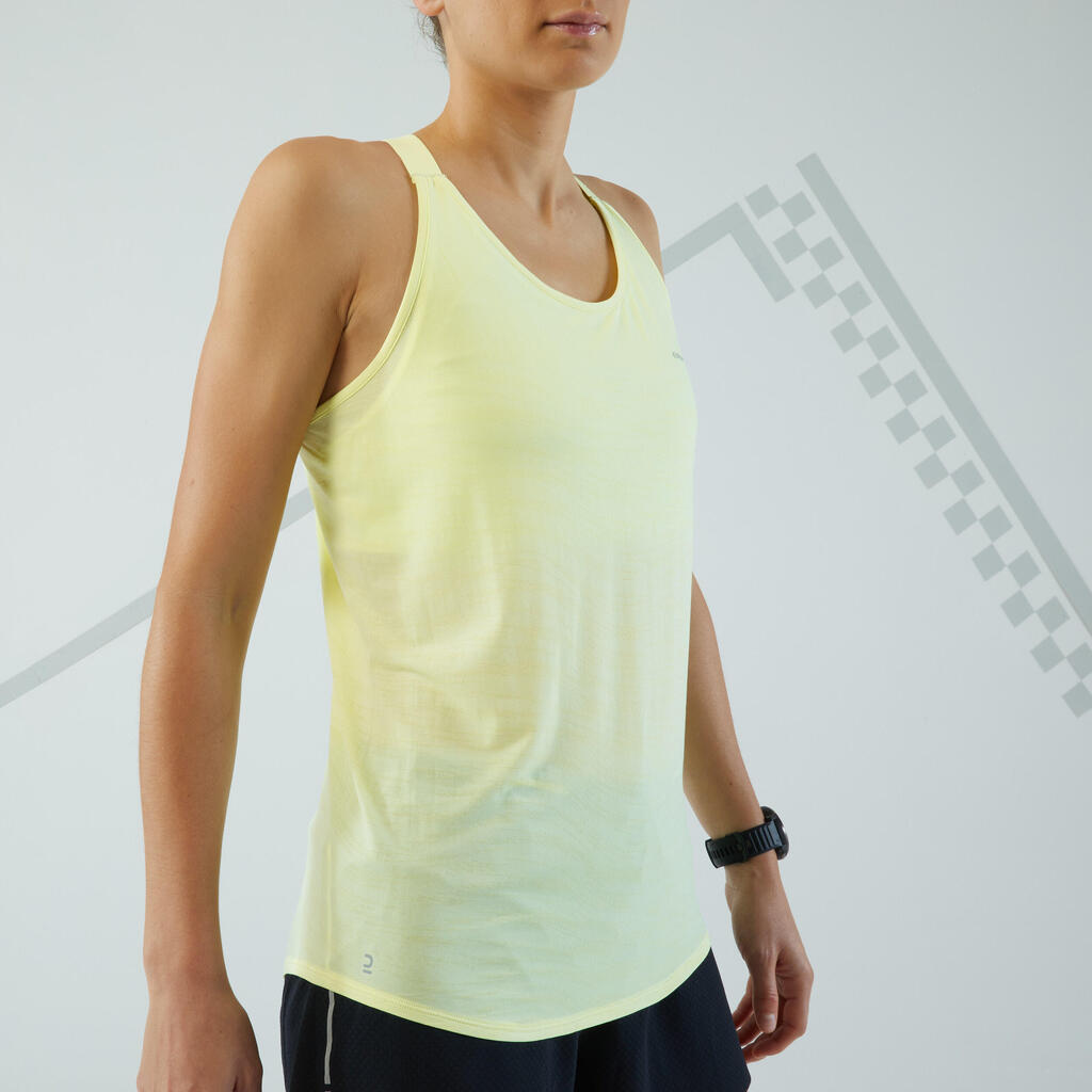 Lauf-Tanktop Damen nahtlos - Run 500 Comfort gelb