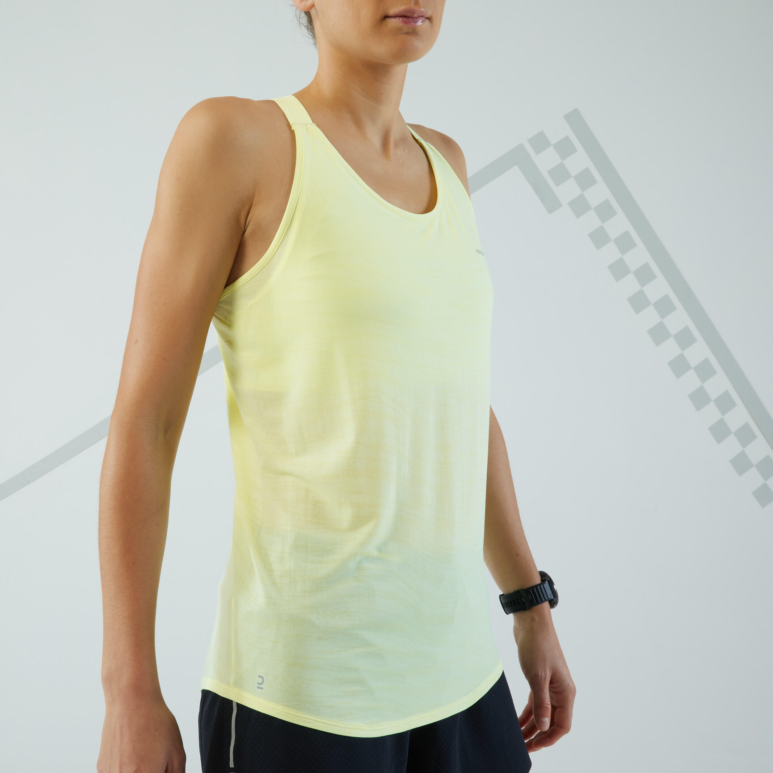 Naadloos hardlooptopje voor dames Run 500 Comfort geel 5/8