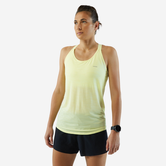Débardeur running sans couture femme - kiprun run 500 confort jaune