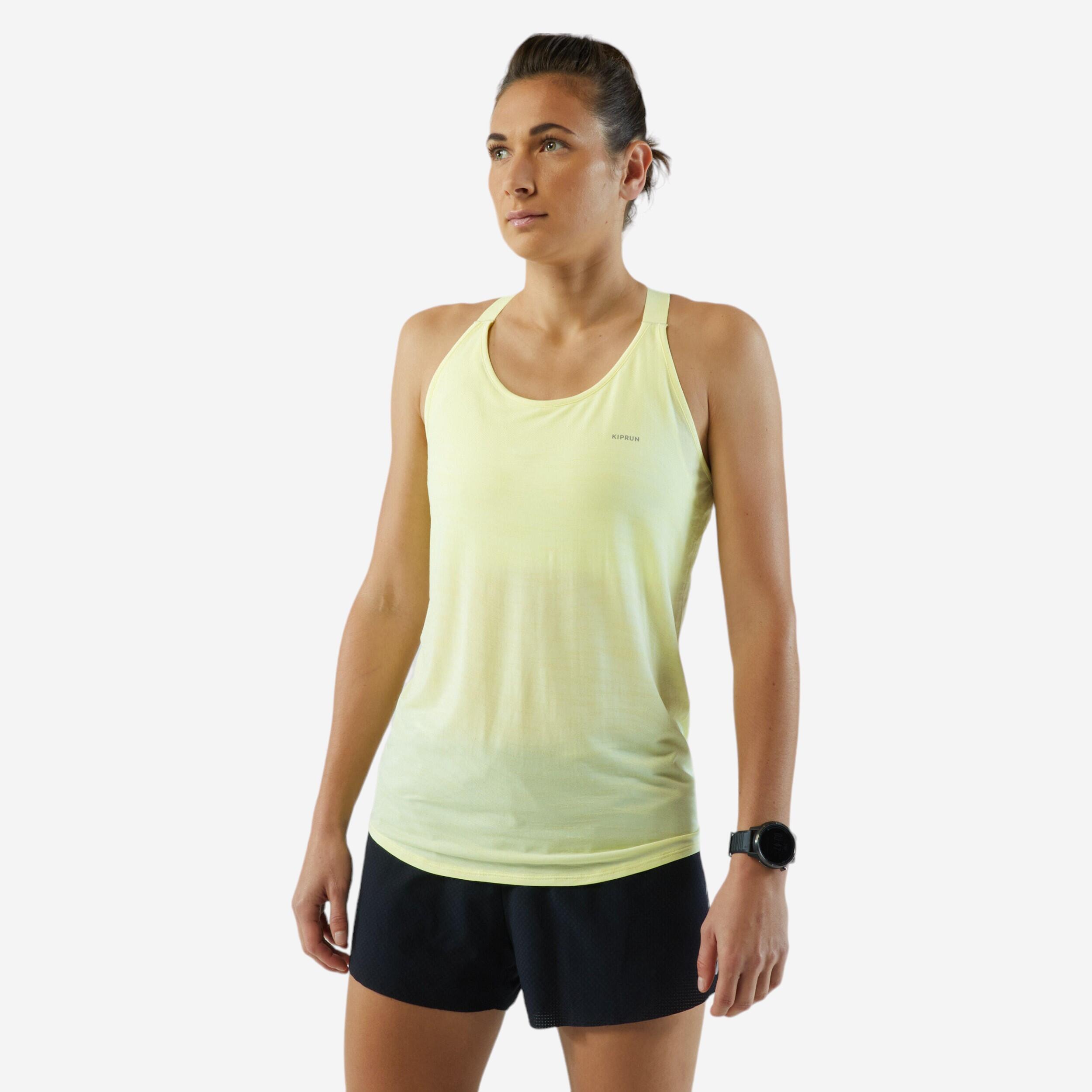 KIPRUN KIPRUN Run 500 women's running tank top with built-in bra - yellow