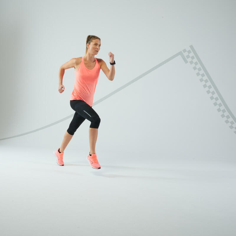 Mallas corsario running Mujer sin costuras Kiprun Care negro