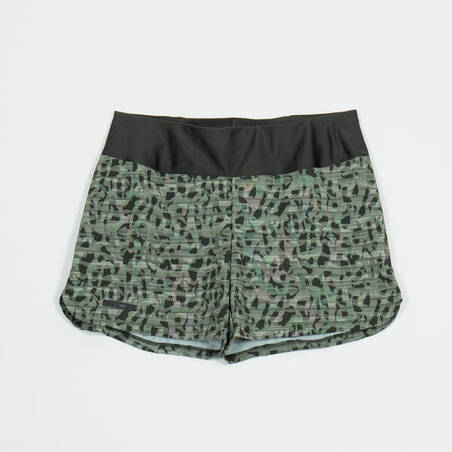 Women's printed running shorts Dry - dark green