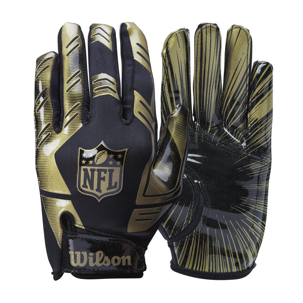 Rukavice na americký futbal strečové NFL FIT čierno-zlaté