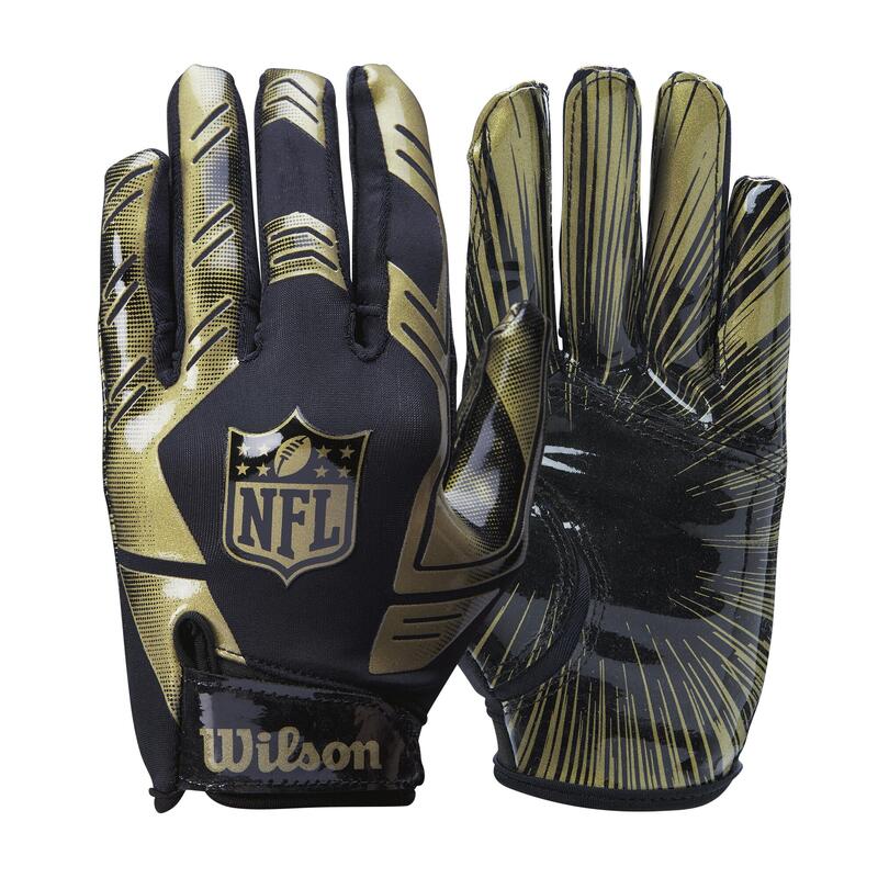 Mănuși de fotbal american NFL STRETCH FIT Negru Auriu