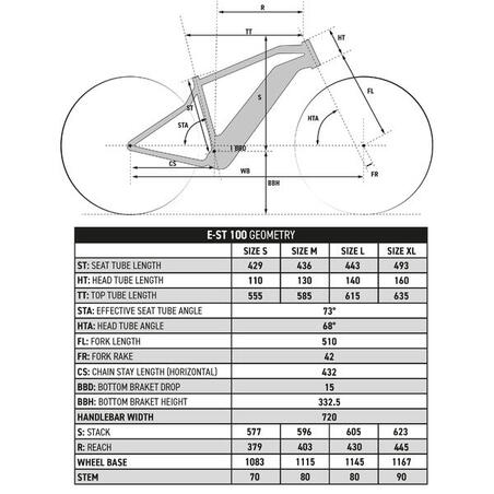 ЕЛЕКТРИЧНИЙ ГІРСЬКИЙ ВЕЛОСИПЕД E-ST 100, 27,5" - СИНІЙ 