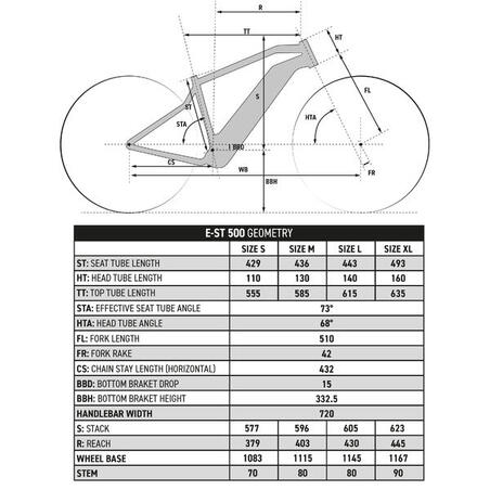 Crni električni brdski bicikl ST 500 (27,5 inča)
