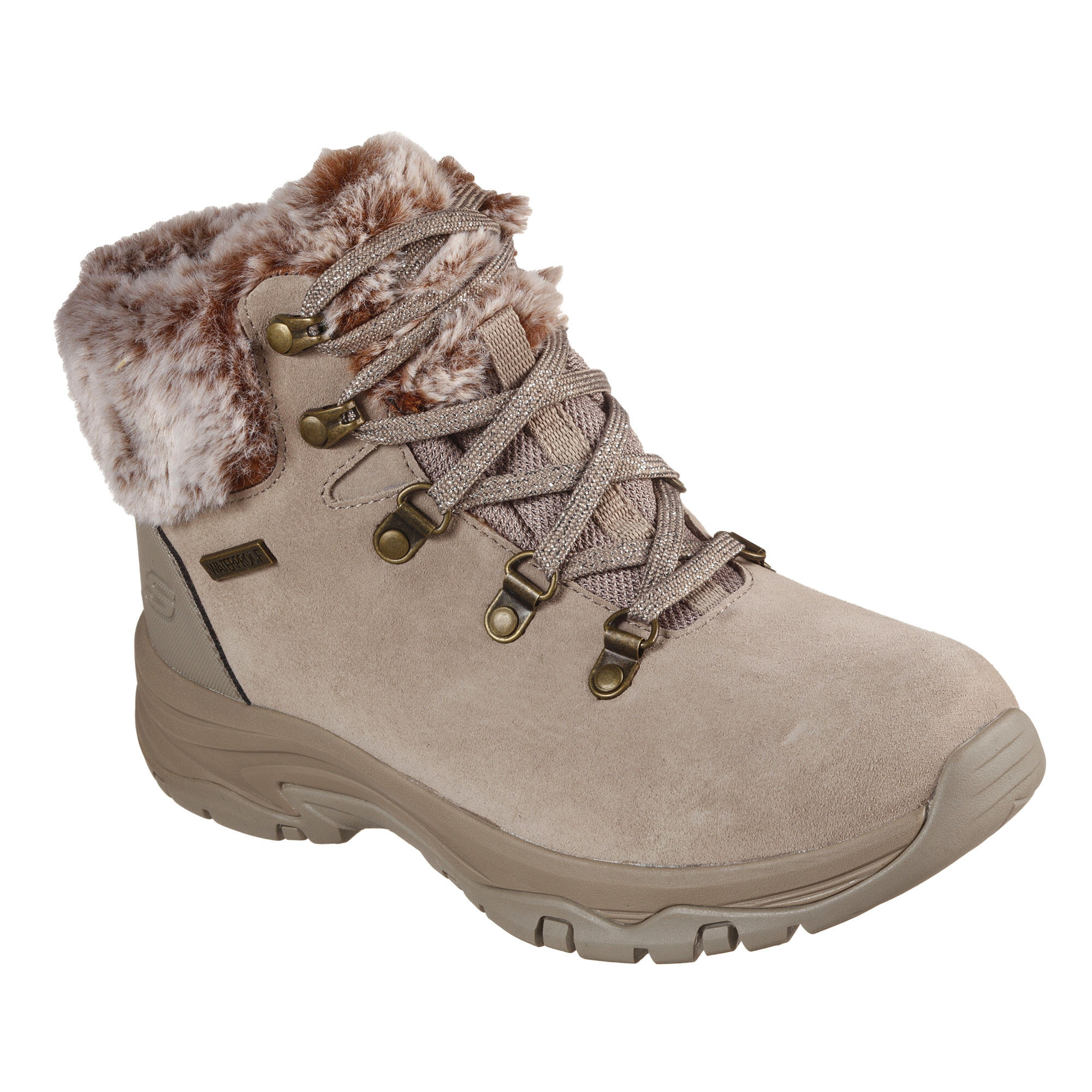 SKECHERS WOMEN'S WARM WATERPROOF SNOW BOOTS - TREGO SKECHERS BEIGE